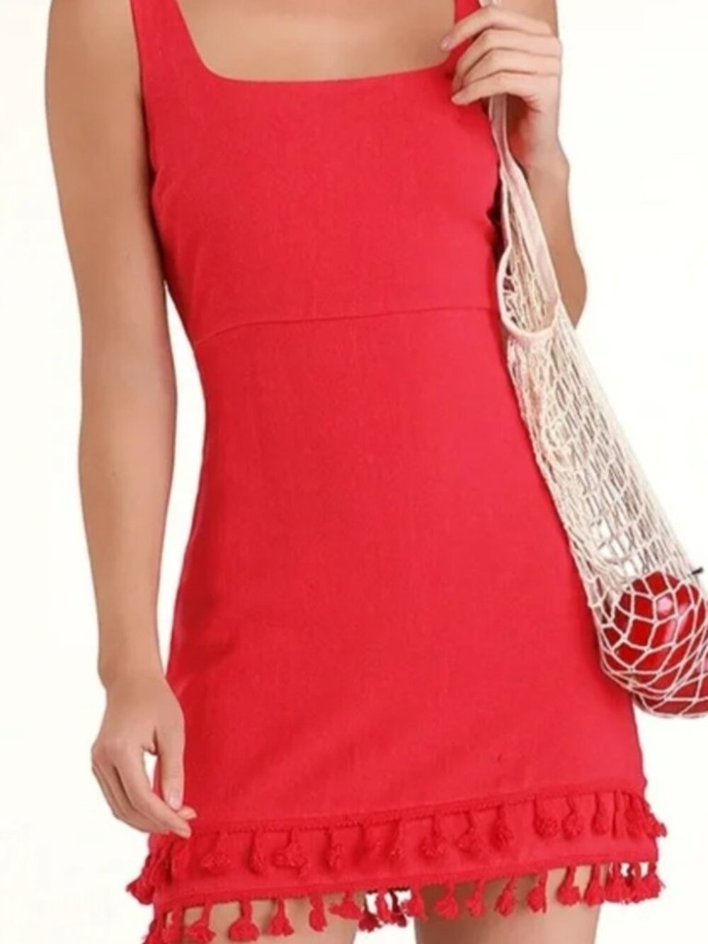 Lulus Feel the Sunshine Red Tassel Mini Dress Size XS